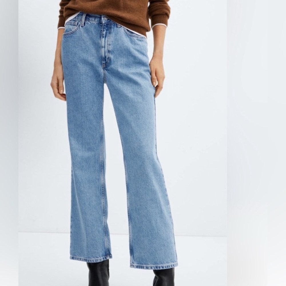 MANGO MNG MATILDA DENIM STRAIGHT MID RISE JEANS 
SIZE 14 TALL